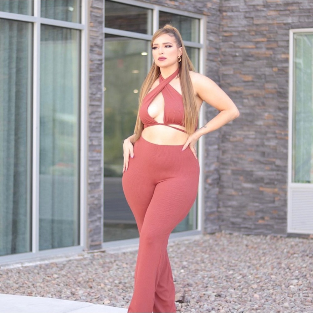 Halter Neck Flare Pant Set